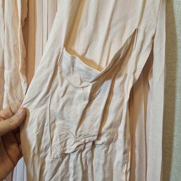 Philosophy Women's Vest Long Duster Pleated Pink Pockets Open Front Boho Small - Picture 3 of 11